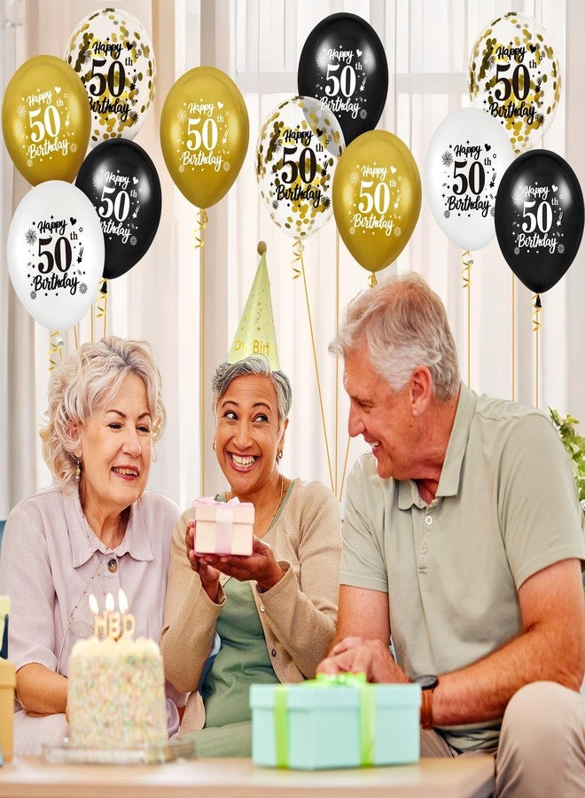 Yoirrat 50th Birthday Balloons for Men, 24Pcs Black Gold White Happy 50th Birthday Balloons Decorations for Men Women 50 Years Old Party Decor Supplies - Image 4